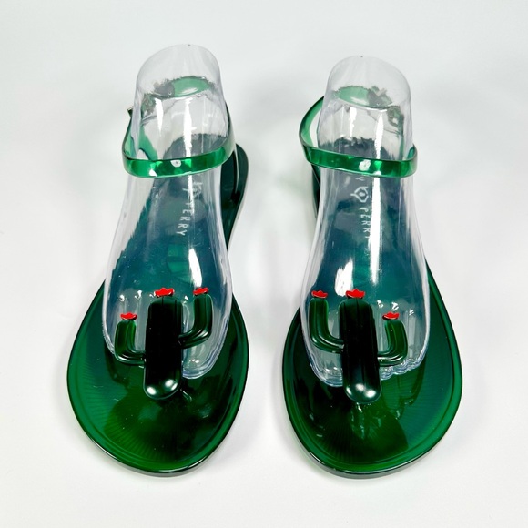 Katy Perry Womens The Geli Flat Sandals Green Cactus Cacti Jelly Shoe - Picture 7 of 14